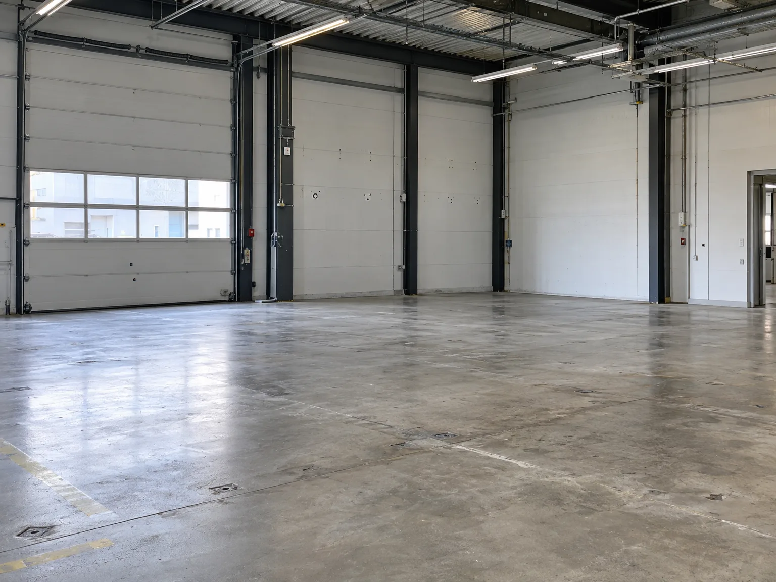 Leere Industriehalle nach vollständiger Demontage und Hallenräumung